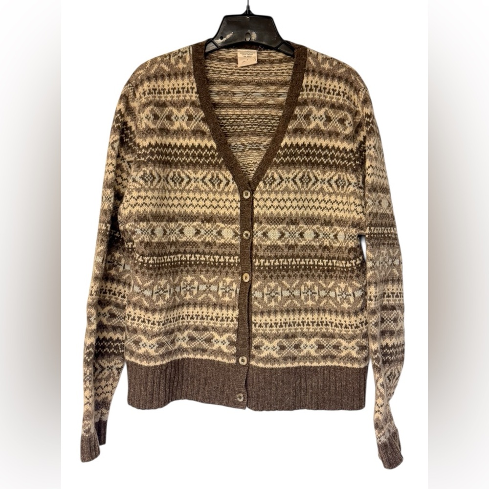Vintage Old Navy 100% Lambswool Fair Isle Cardigan Size L
